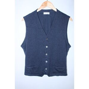 Gran Sasso Men's Size 54 Navy Blue Wool Sleeveless Knit Waistcoat